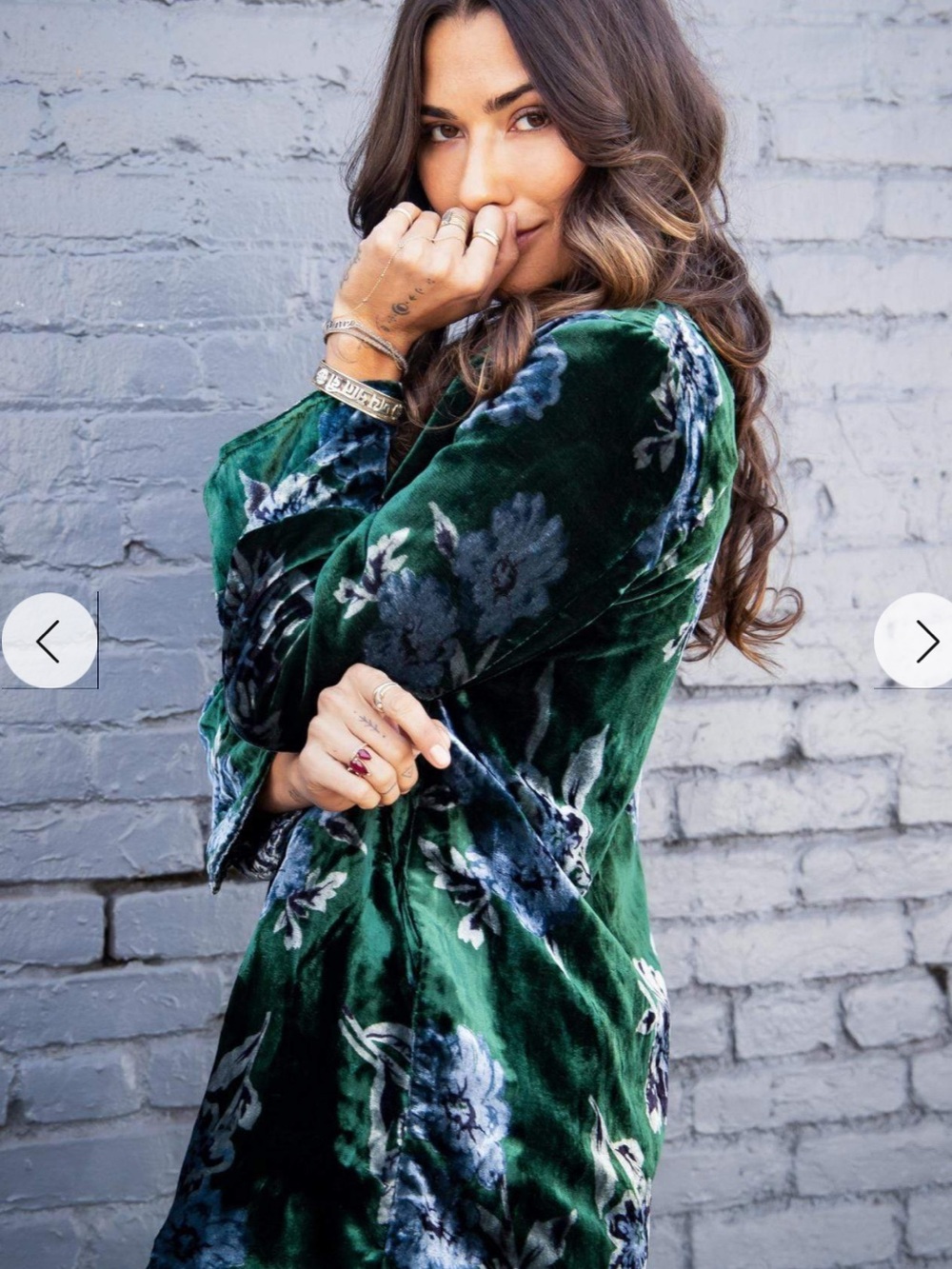 Eva Franco Green Velvet Bloom Car Coat